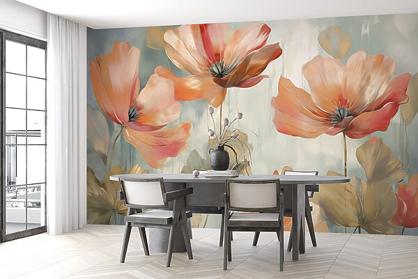 Painting of flowers on a wall