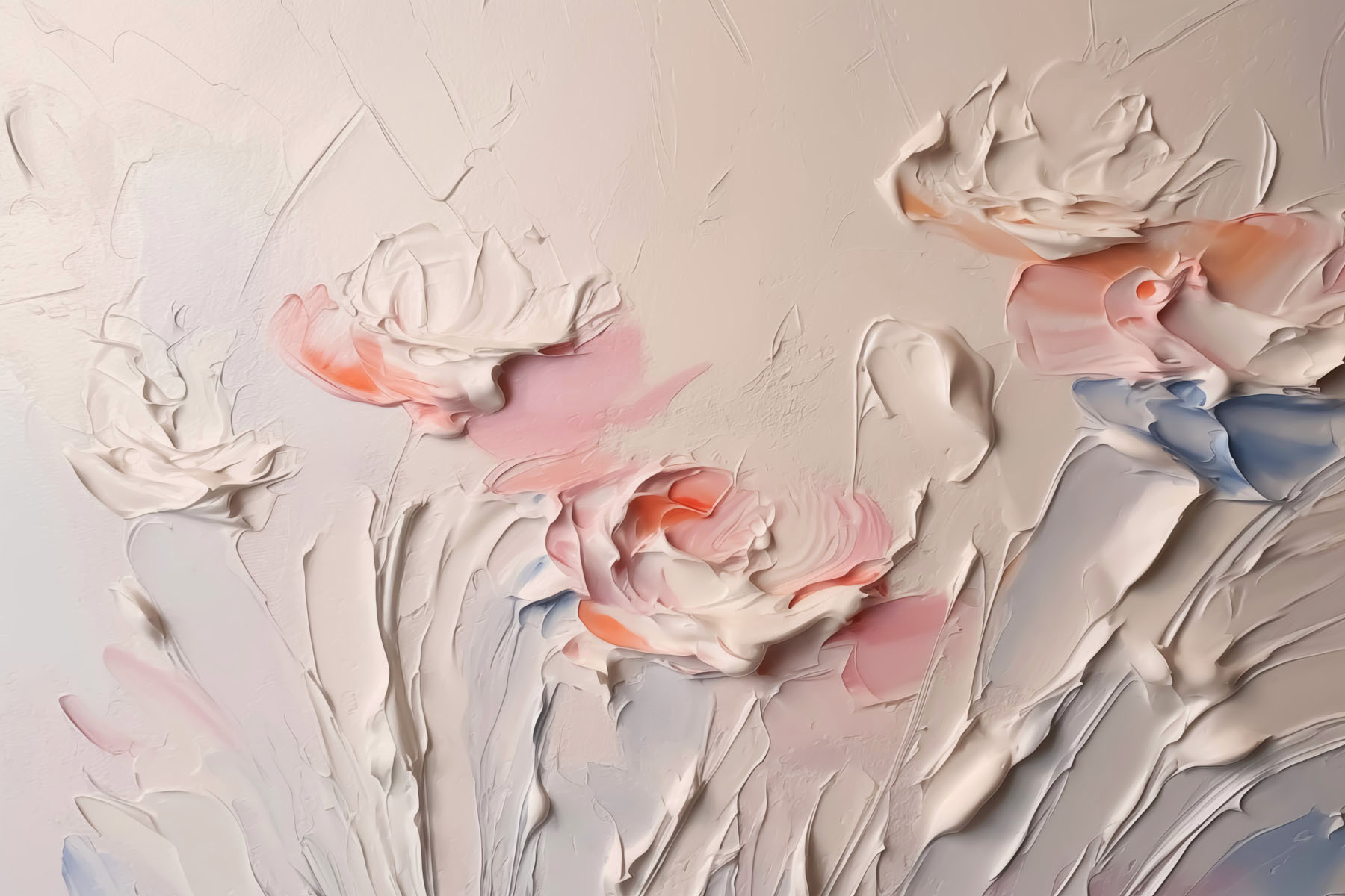 Painting of flowers with white and pink paint