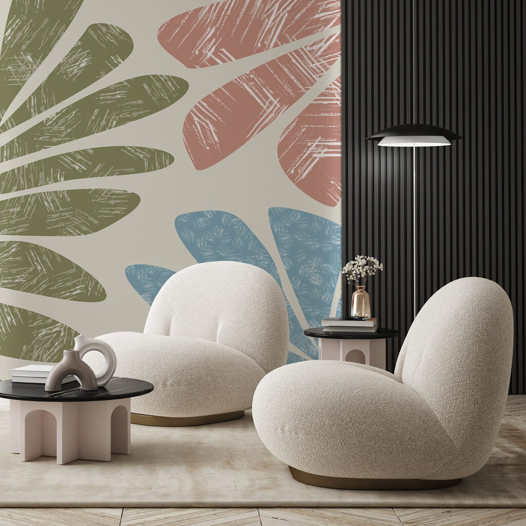 Nature-inspired leaf patterns in pastel tones Nature-inspired leaf patterns in pastel tones