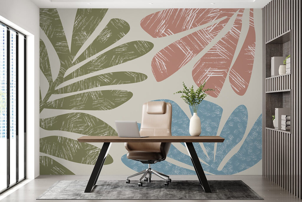 Nature-inspired leaf patterns in pastel tones Nature-inspired leaf patterns in pastel tones