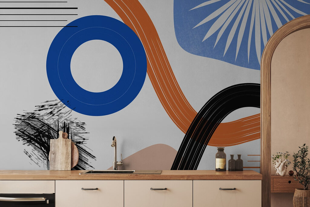 Colorful art piece with lines and circles Colorful art piece with lines and circles