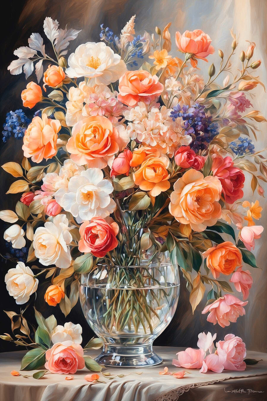 Painting of flowers in a vase Painting of flowers in a vase