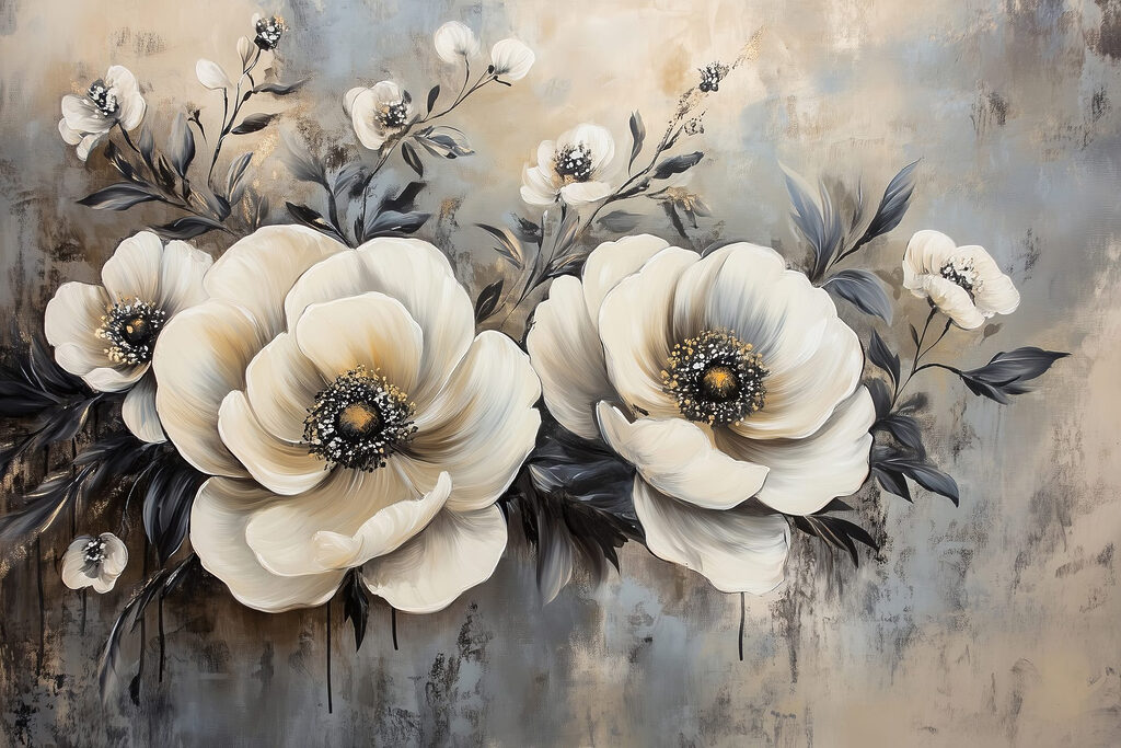Painting of white flowers Painting of white flowers