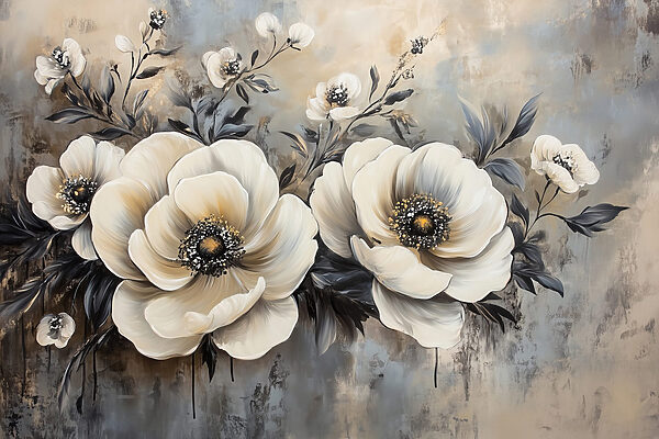 Painting of white flowers Painting of white flowers