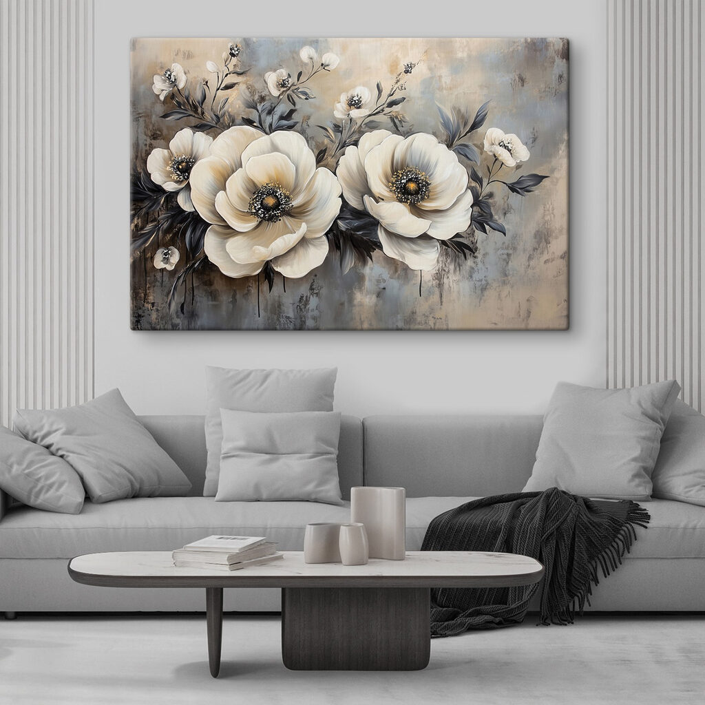 Painting of white flowers Painting of white flowers