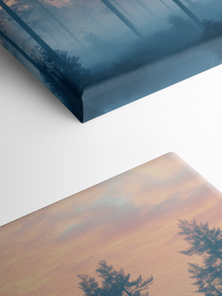 Foggy forest with trees