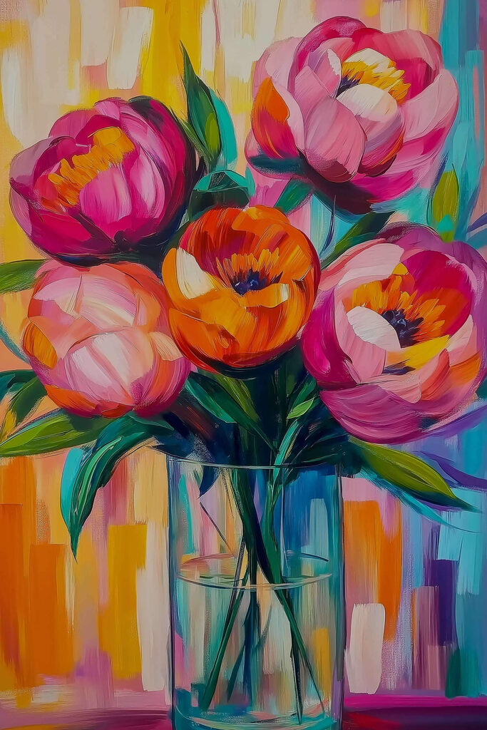 Painting of flowers in a vase