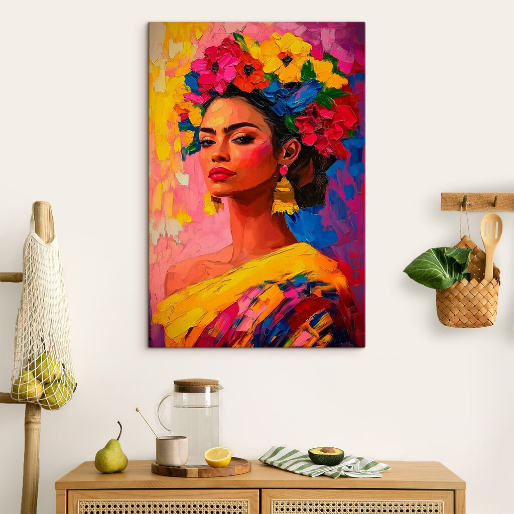 Painting of a woman with flowers in her hair Painting of a woman with flowers in her hair