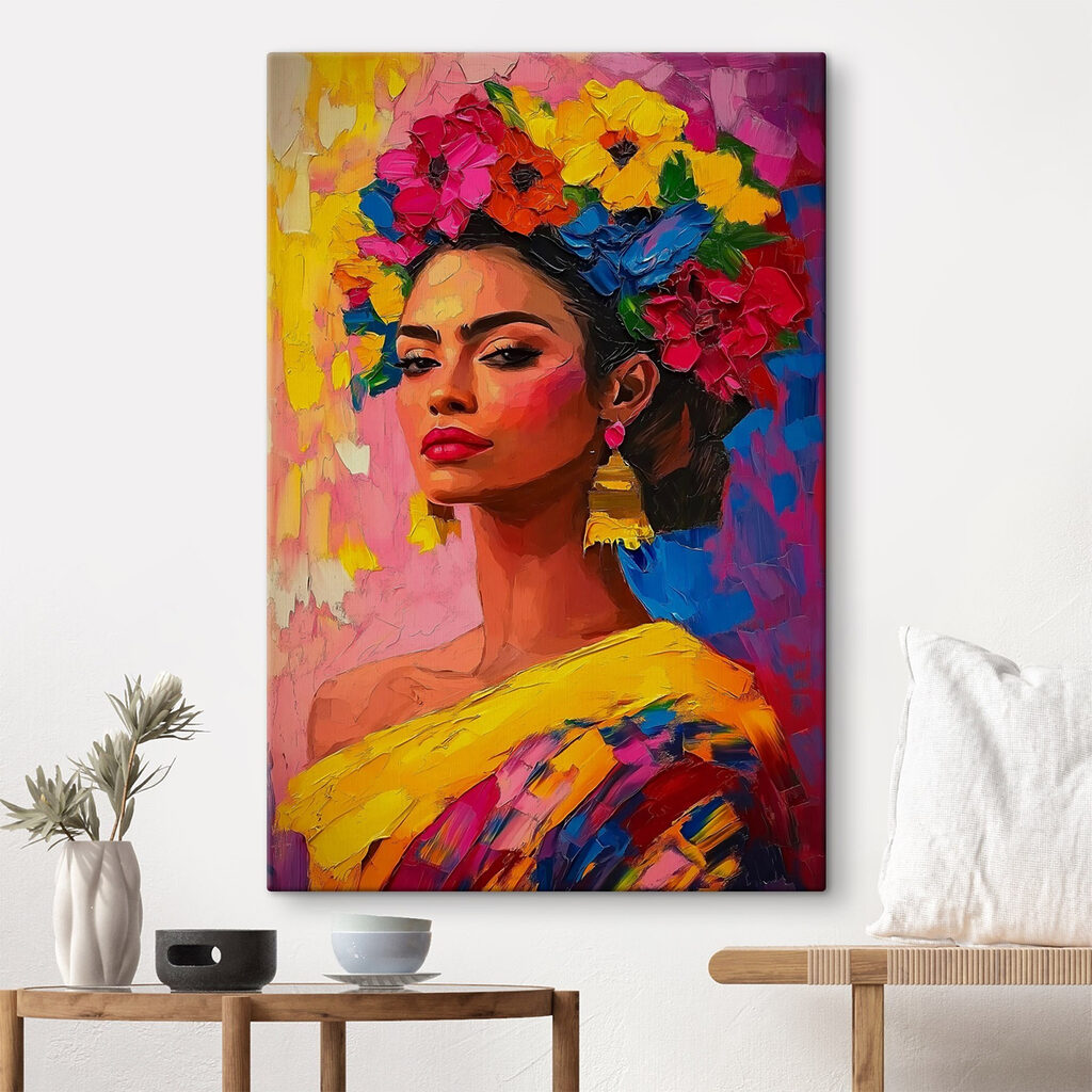 Painting of a woman with flowers in her hair Painting of a woman with flowers in her hair