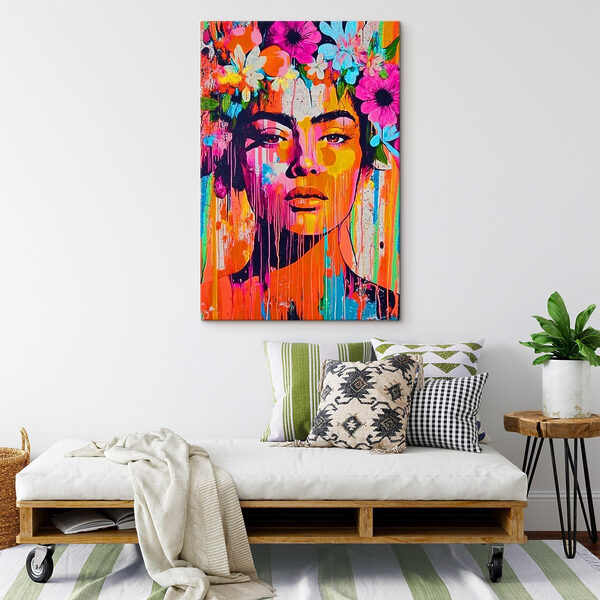 Painting of a woman with flowers on her head Painting of a woman with flowers on her head