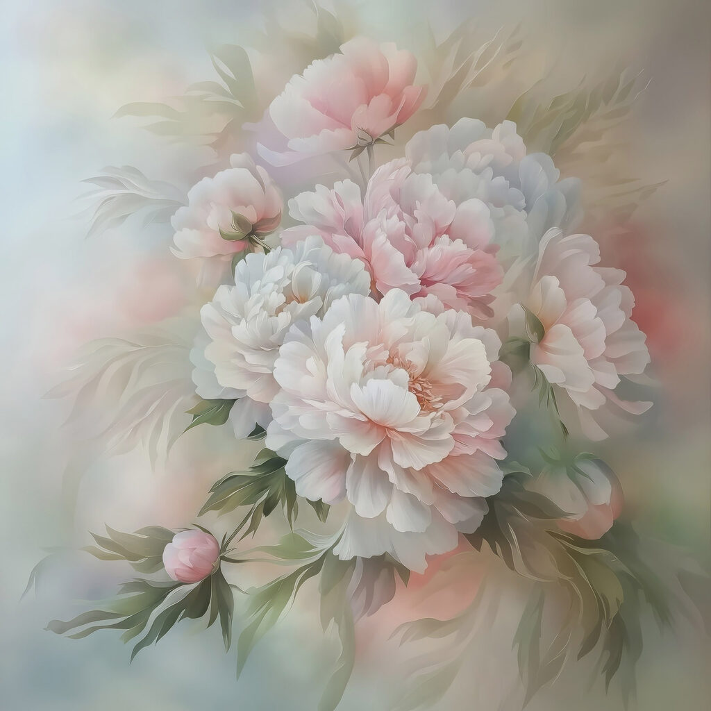 Painting of flowers on a white background