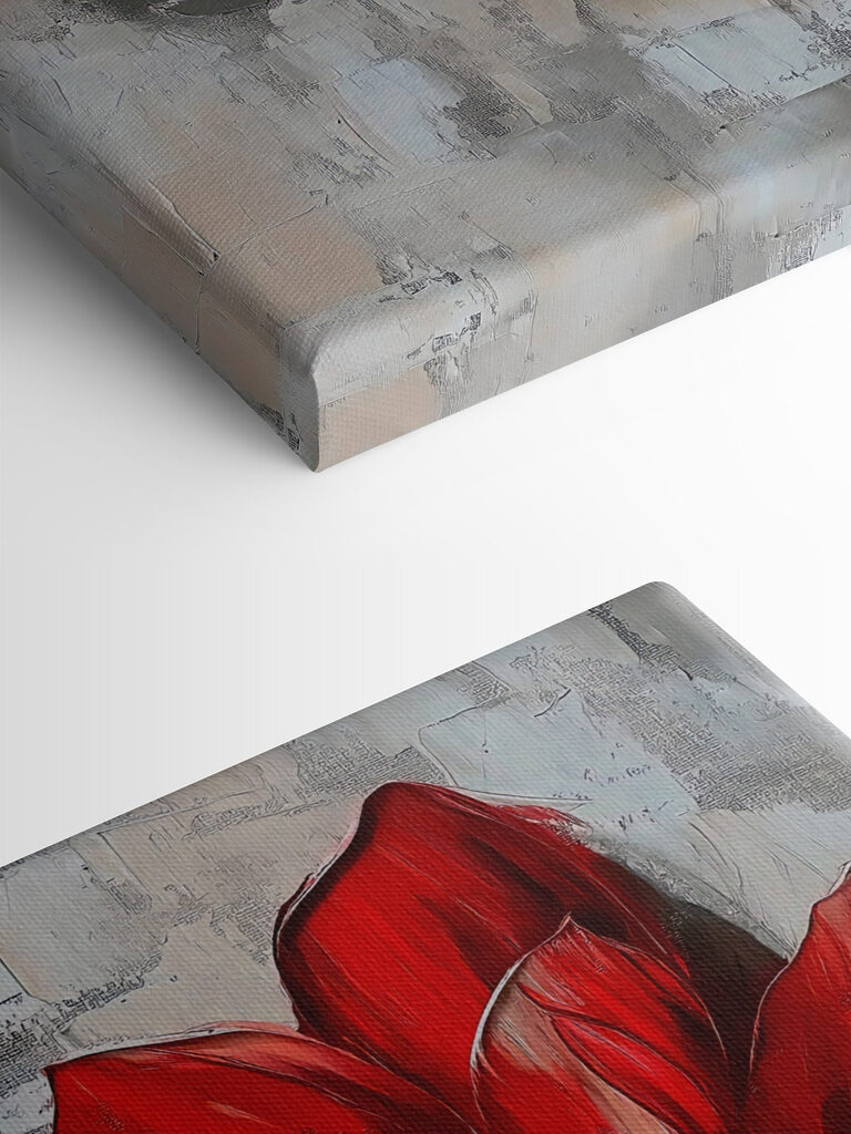 Red flower on a gray surface