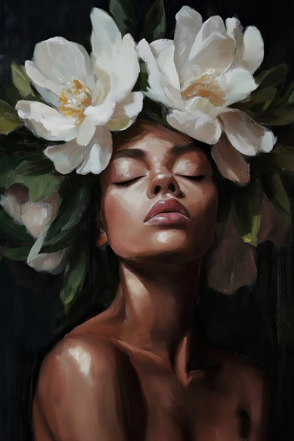 Woman with flowers in her hair Woman with flowers in her hair