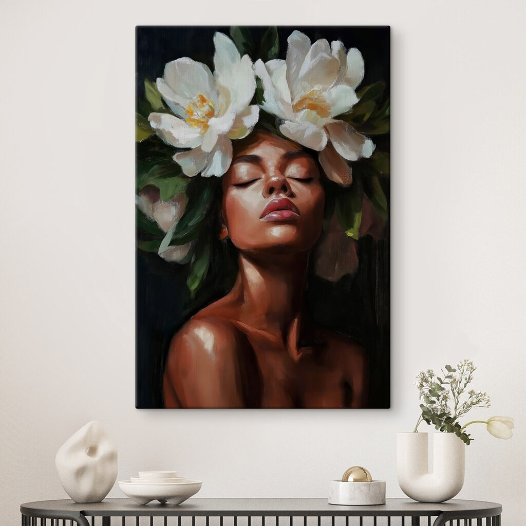 Woman with flowers in her hair Woman with flowers in her hair