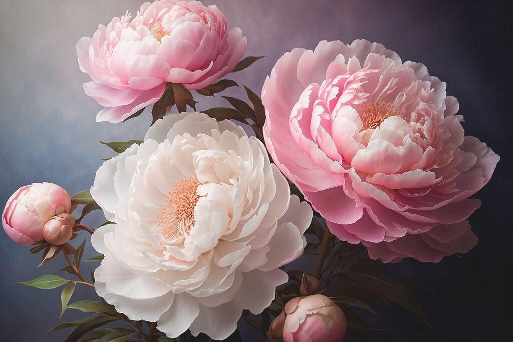 Group of pink and white flowers