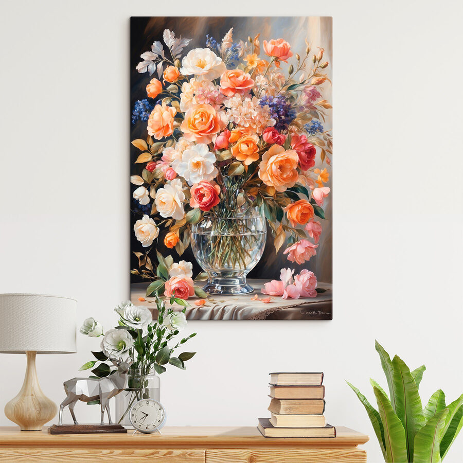 Painting of flowers in a vase Painting of flowers in a vase