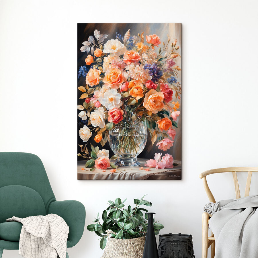 Painting of flowers in a vase Painting of flowers in a vase