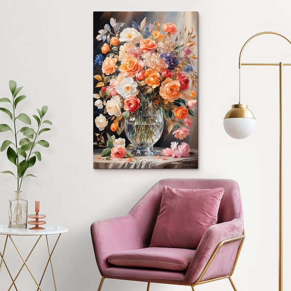 Painting of flowers in a vase Painting of flowers in a vase