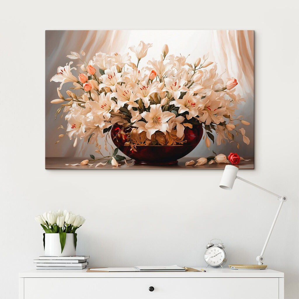Vase of white flowers