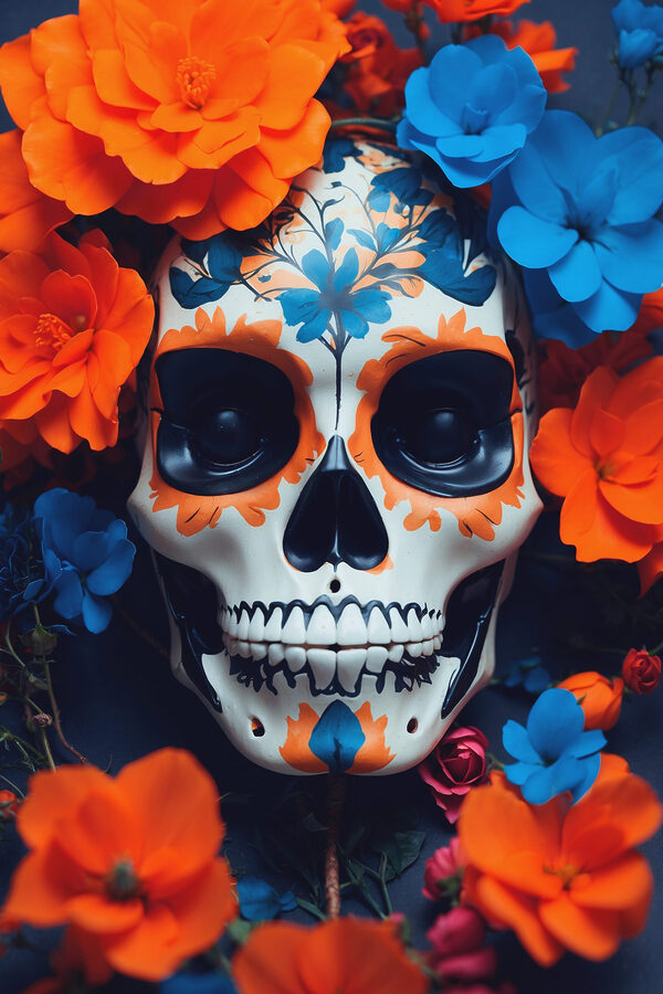 Skull with flowers around it Skull with flowers around it