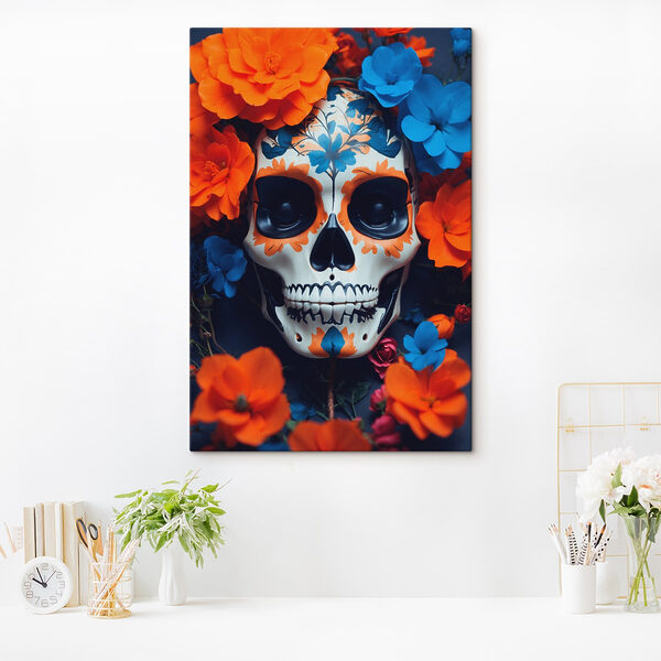 Skull with flowers around it Skull with flowers around it