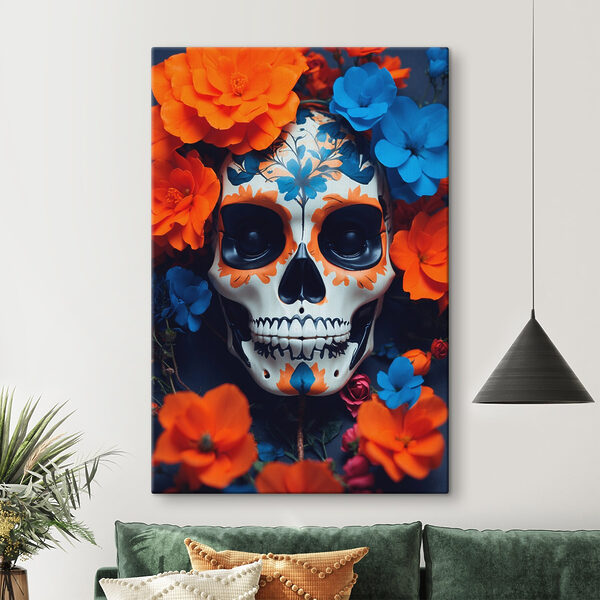 Skull with flowers around it Skull with flowers around it