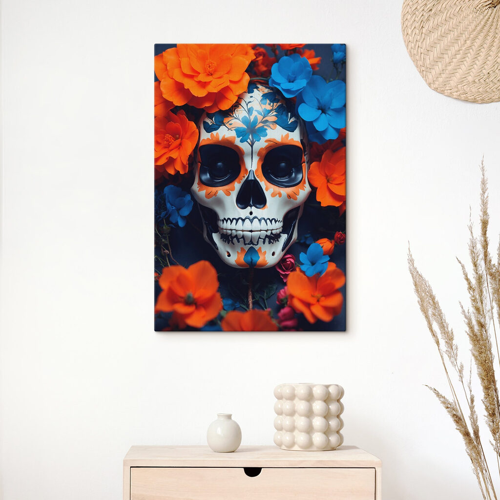 Skull with flowers around it Skull with flowers around it
