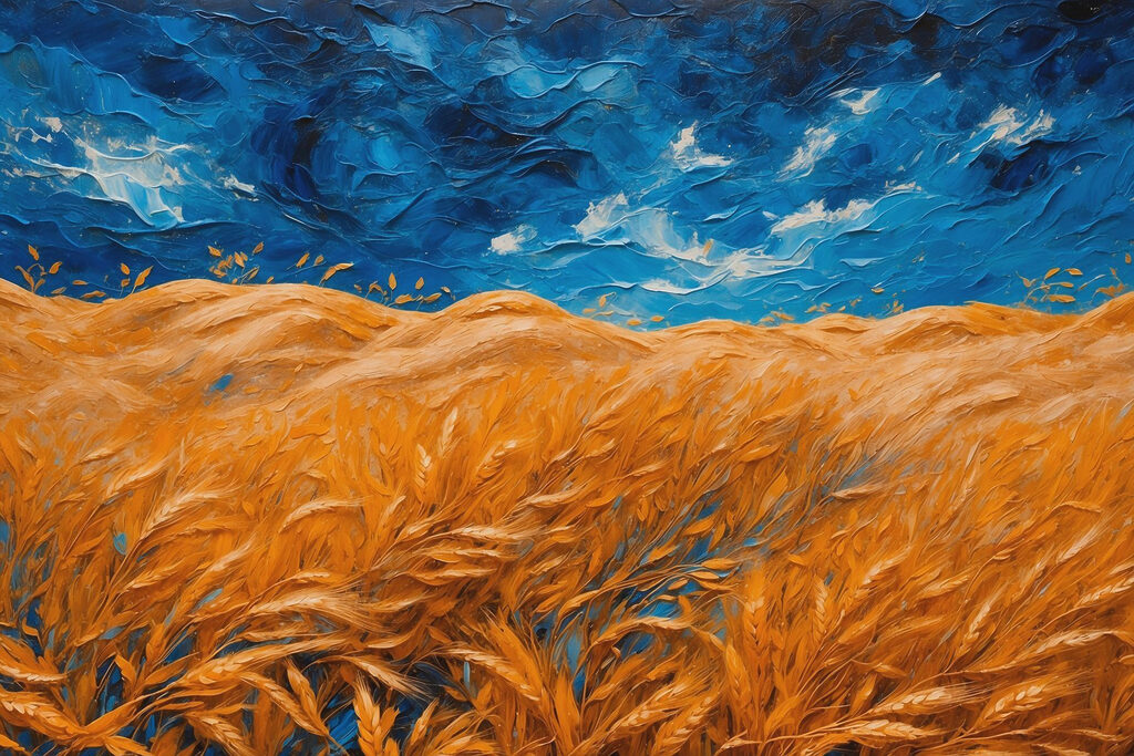 Painting of a field of wheat