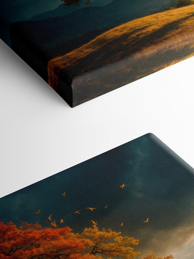 Tree with orange and yellow leaves on a hill