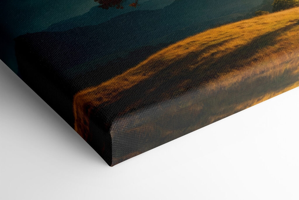 Tree with orange and yellow leaves on a hill