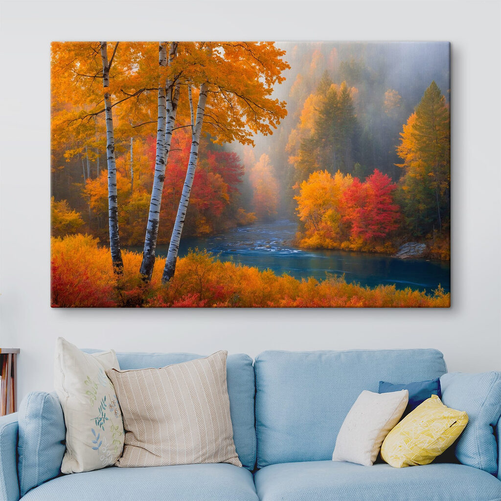 River with trees and colorful leaves