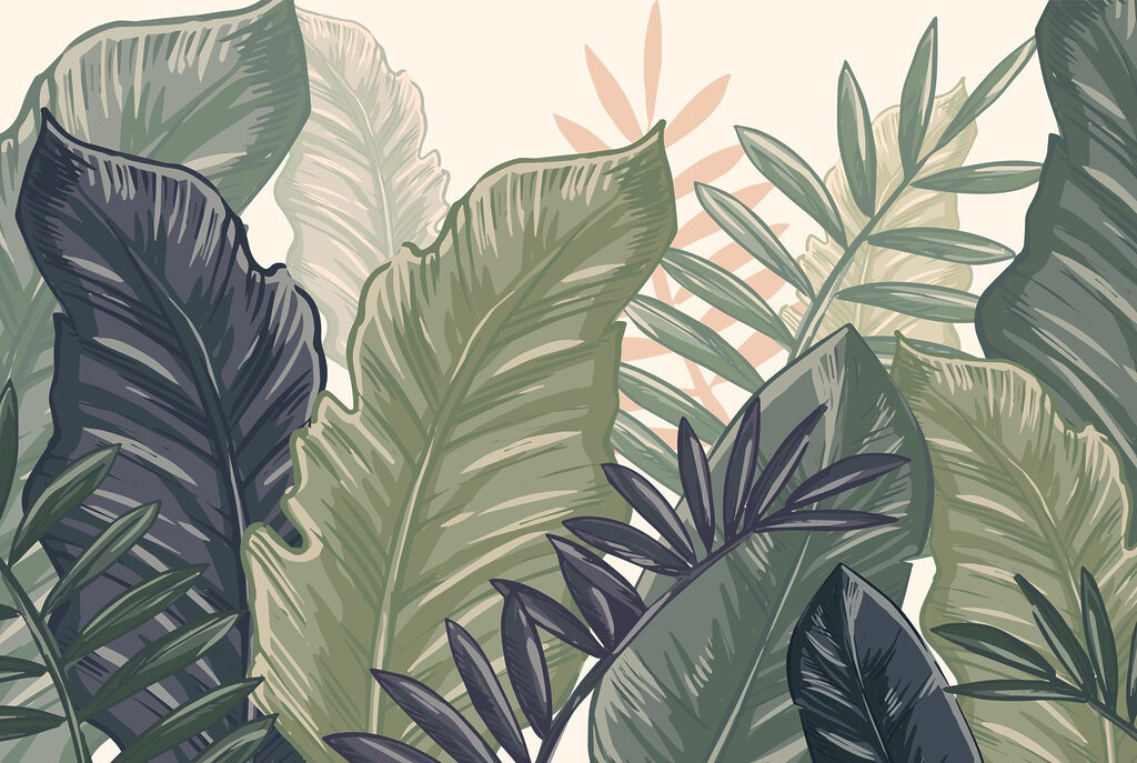 Lush foliage in calming tones