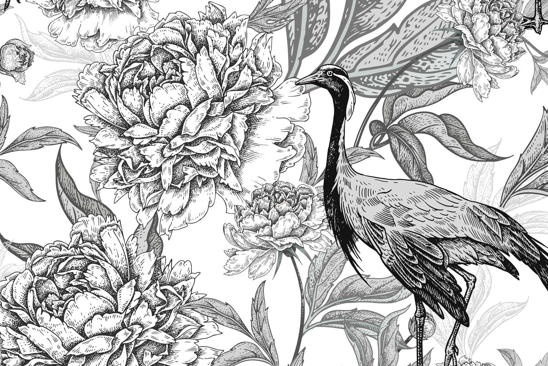 Bird and flowers on a white background Bird and flowers on a white background