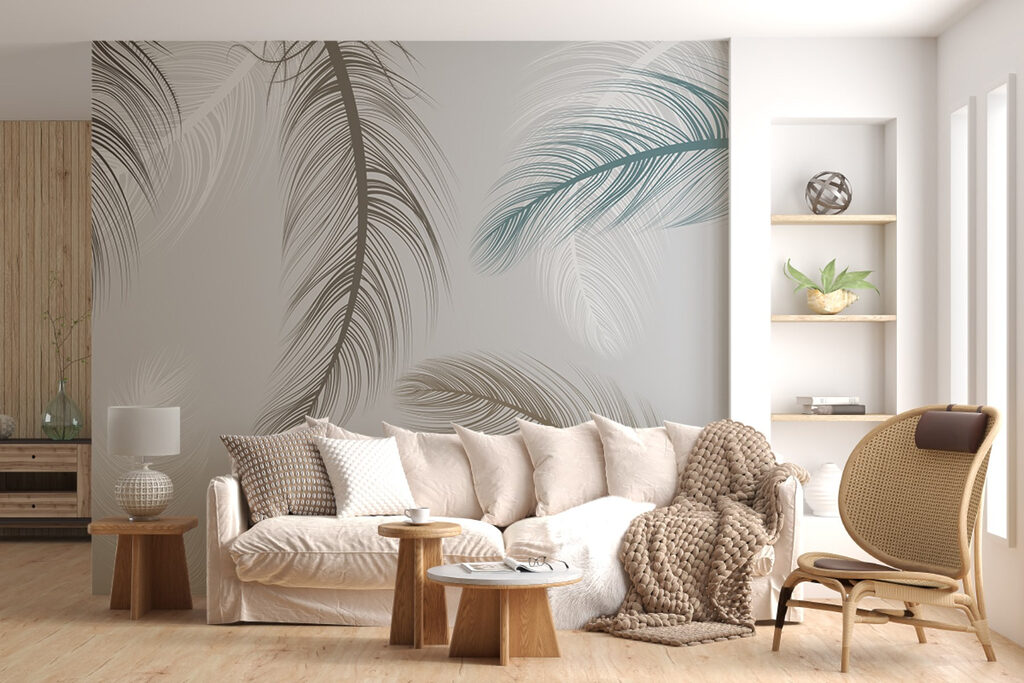 Group of feathers on a white background