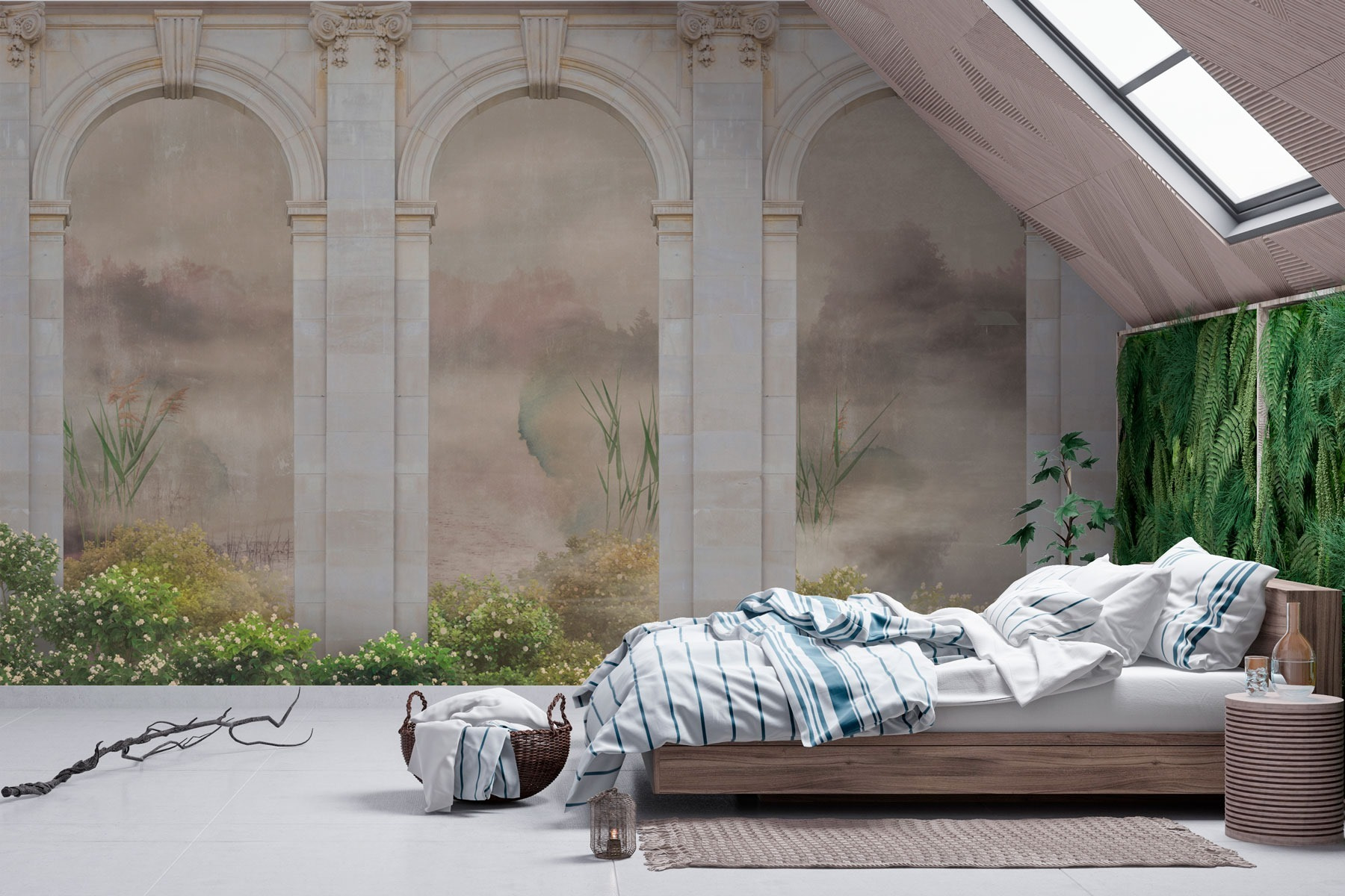 Stone archways with plants and bushes Stone archways with plants and bushes