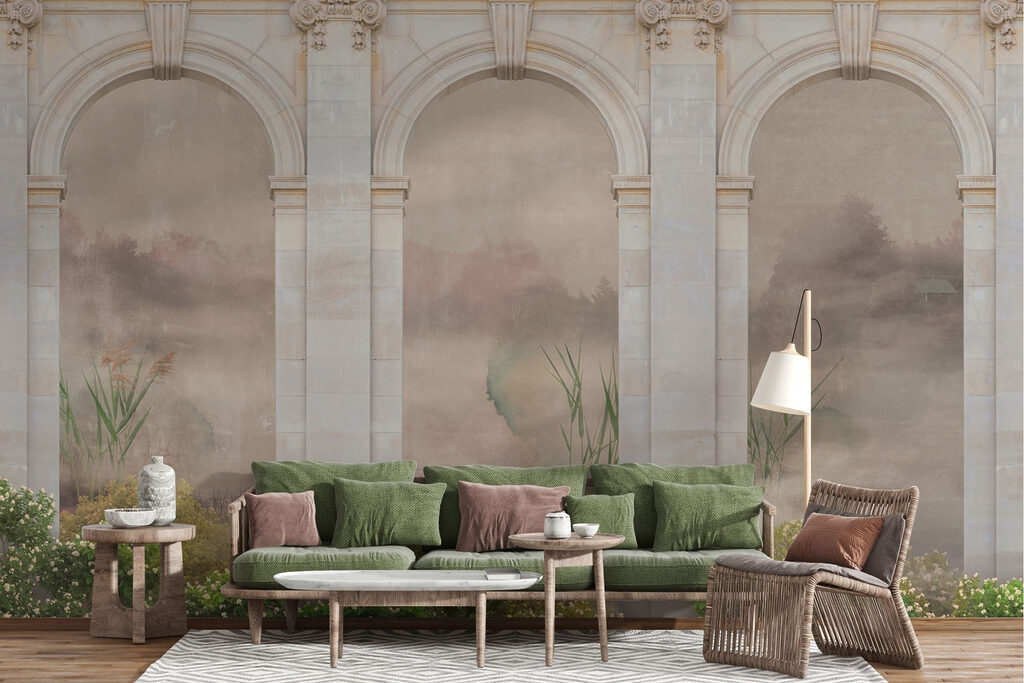 Stone archways with plants and bushes Stone archways with plants and bushes