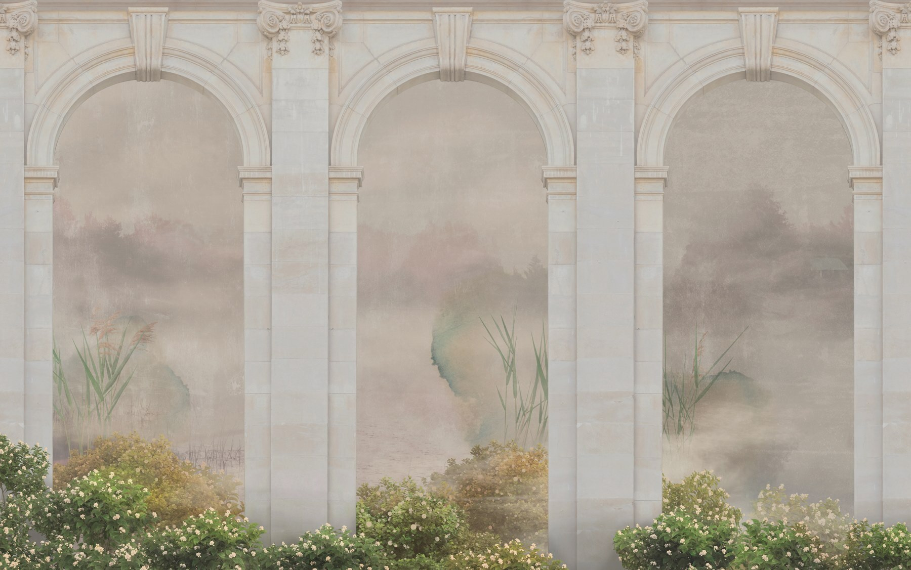 Wallpaper with a stone archway and plants Wallpaper with a stone archway and plants