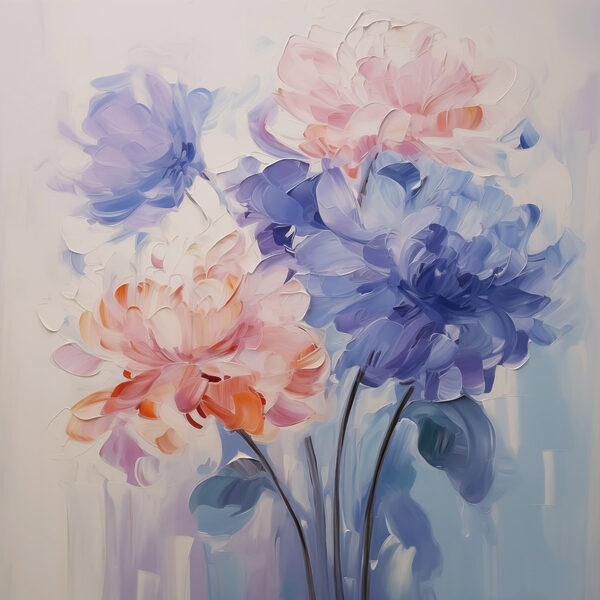 Painting of flowers on a white surface Painting of flowers on a white surface