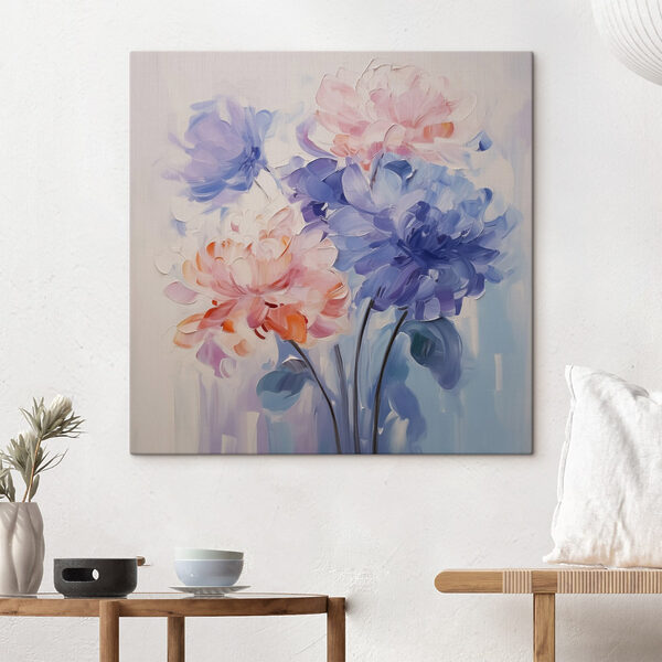 Painting of flowers on a white surface Painting of flowers on a white surface