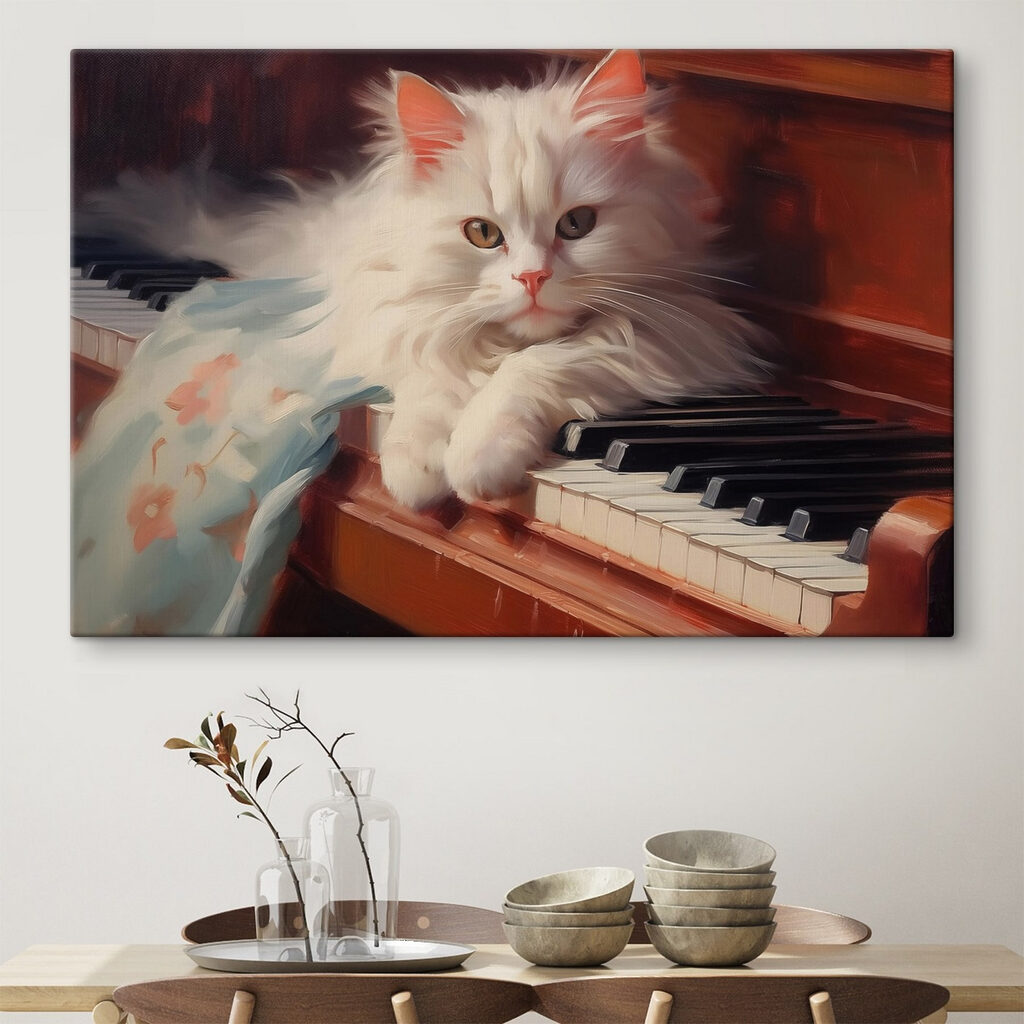 Cat lying on a piano Cat lying on a piano