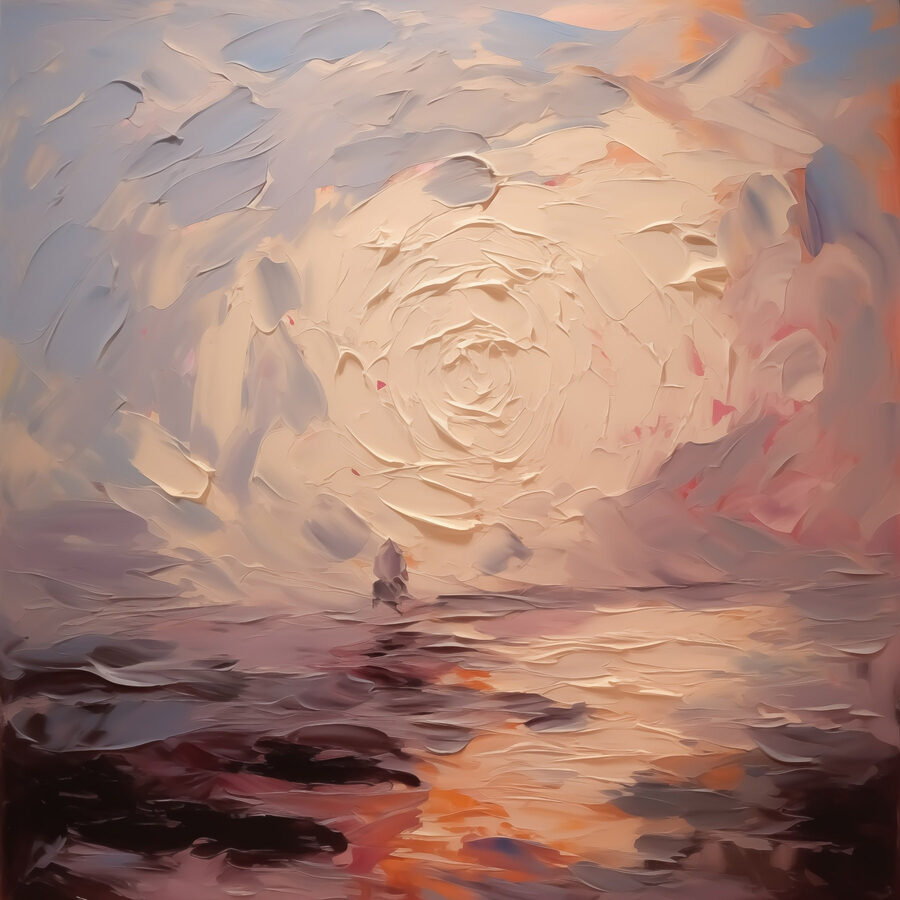 Painting of a person on the water Painting of a person on the water