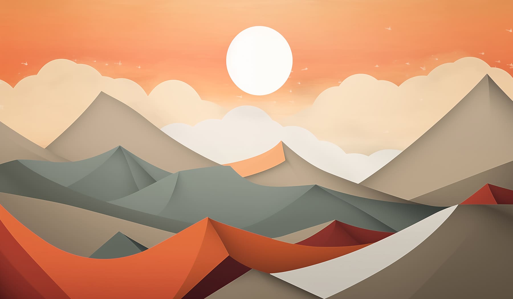 Mountain range with orange and grey hills