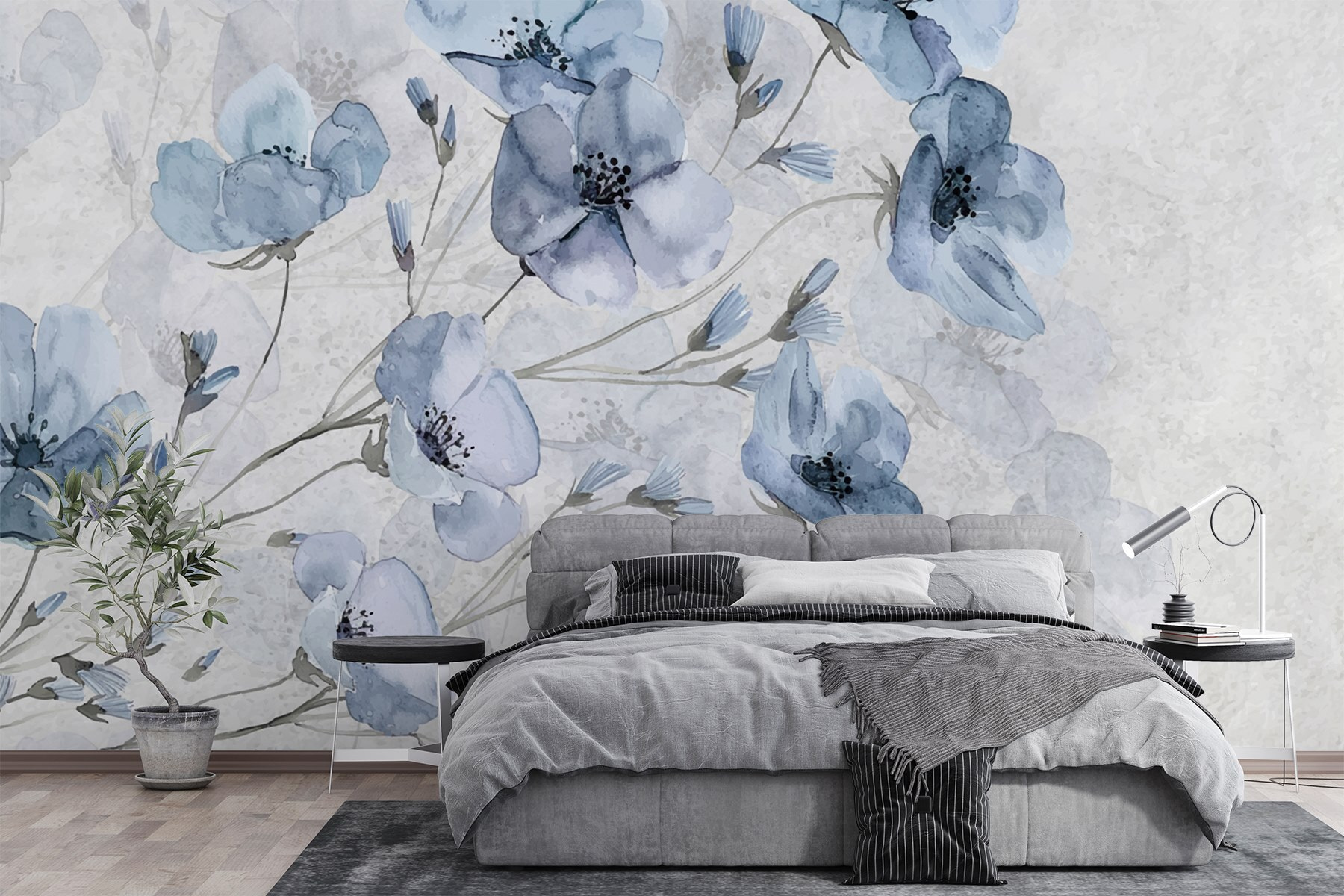 Delicate blooms in soft blue hues