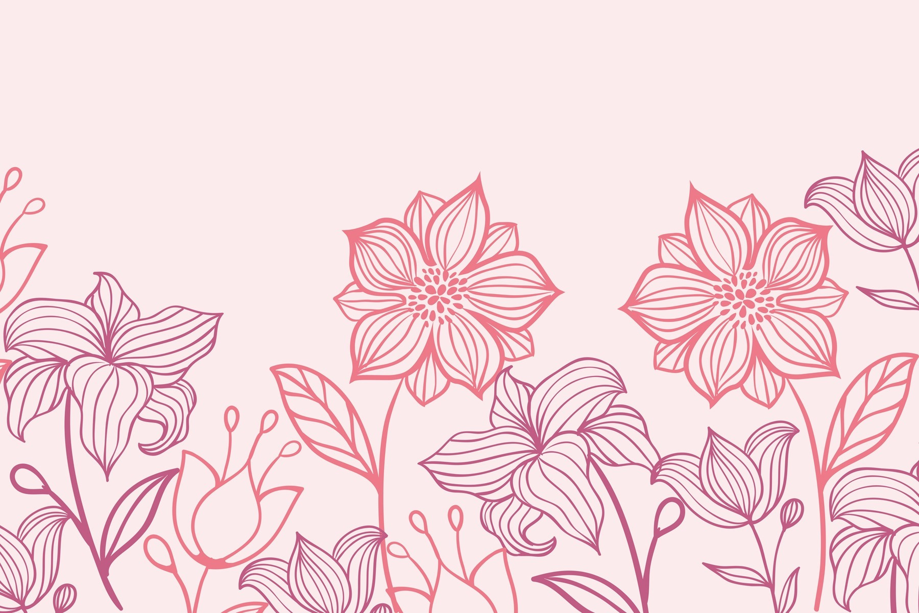 Line of flowers with leaves Line of flowers with leaves