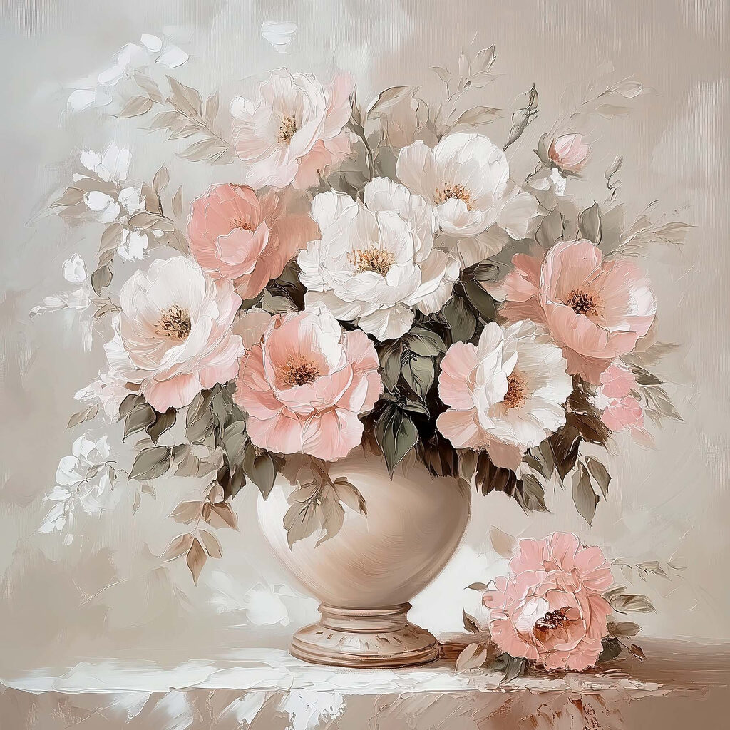 Painting of flowers in a vase Painting of flowers in a vase