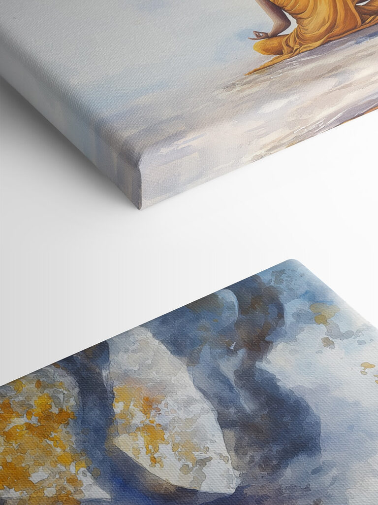 Painting of a person meditating under a tree