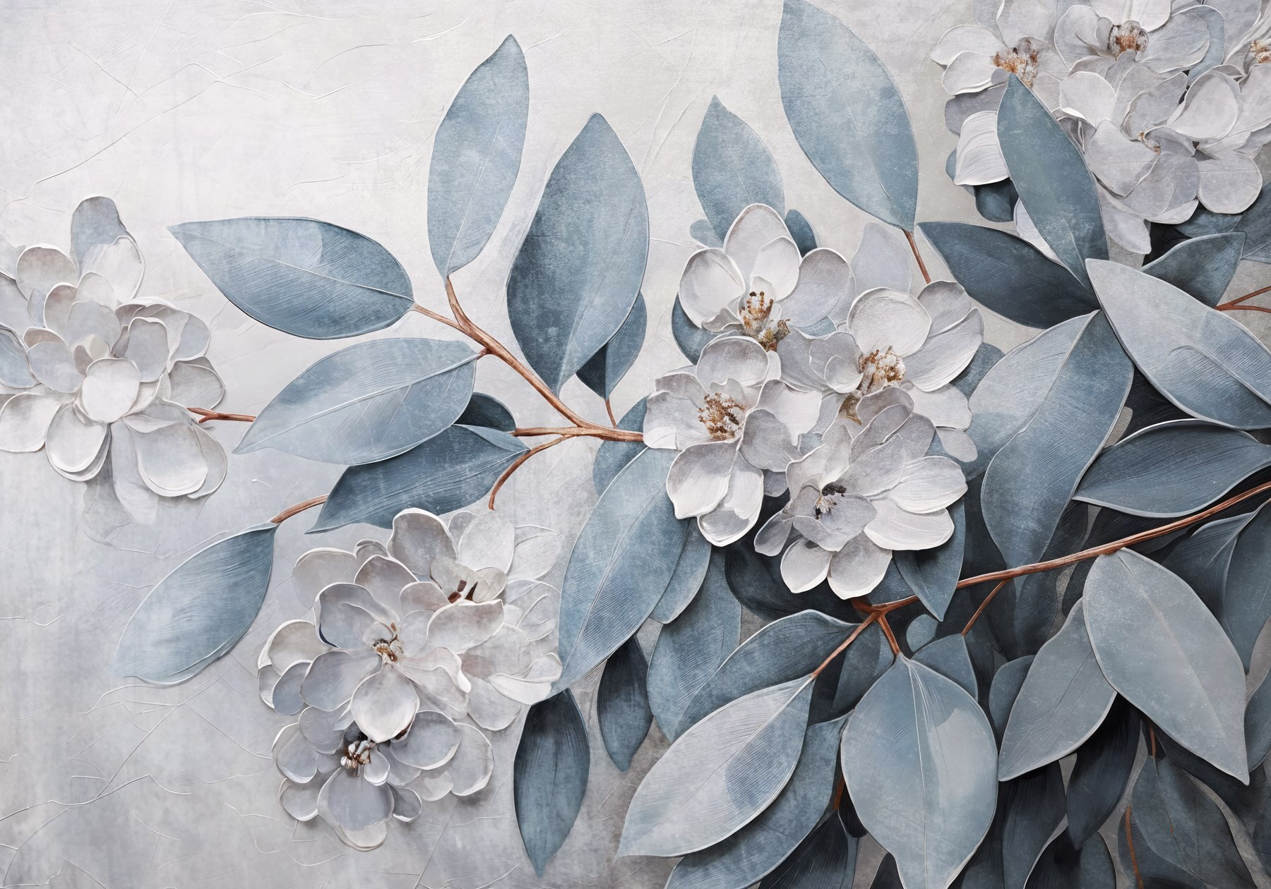 Painting of flowers and leaves