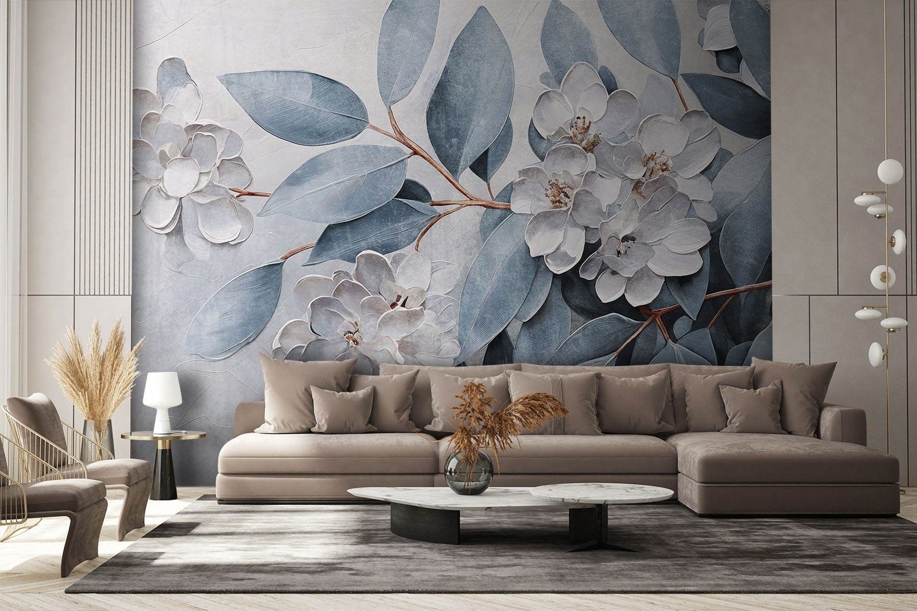 Painting of flowers and leaves