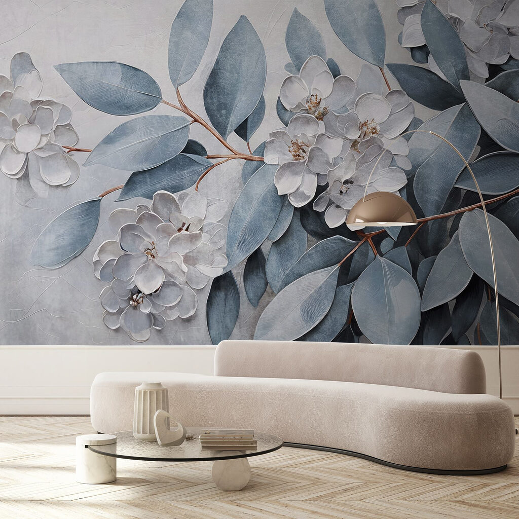 Painting of flowers and leaves