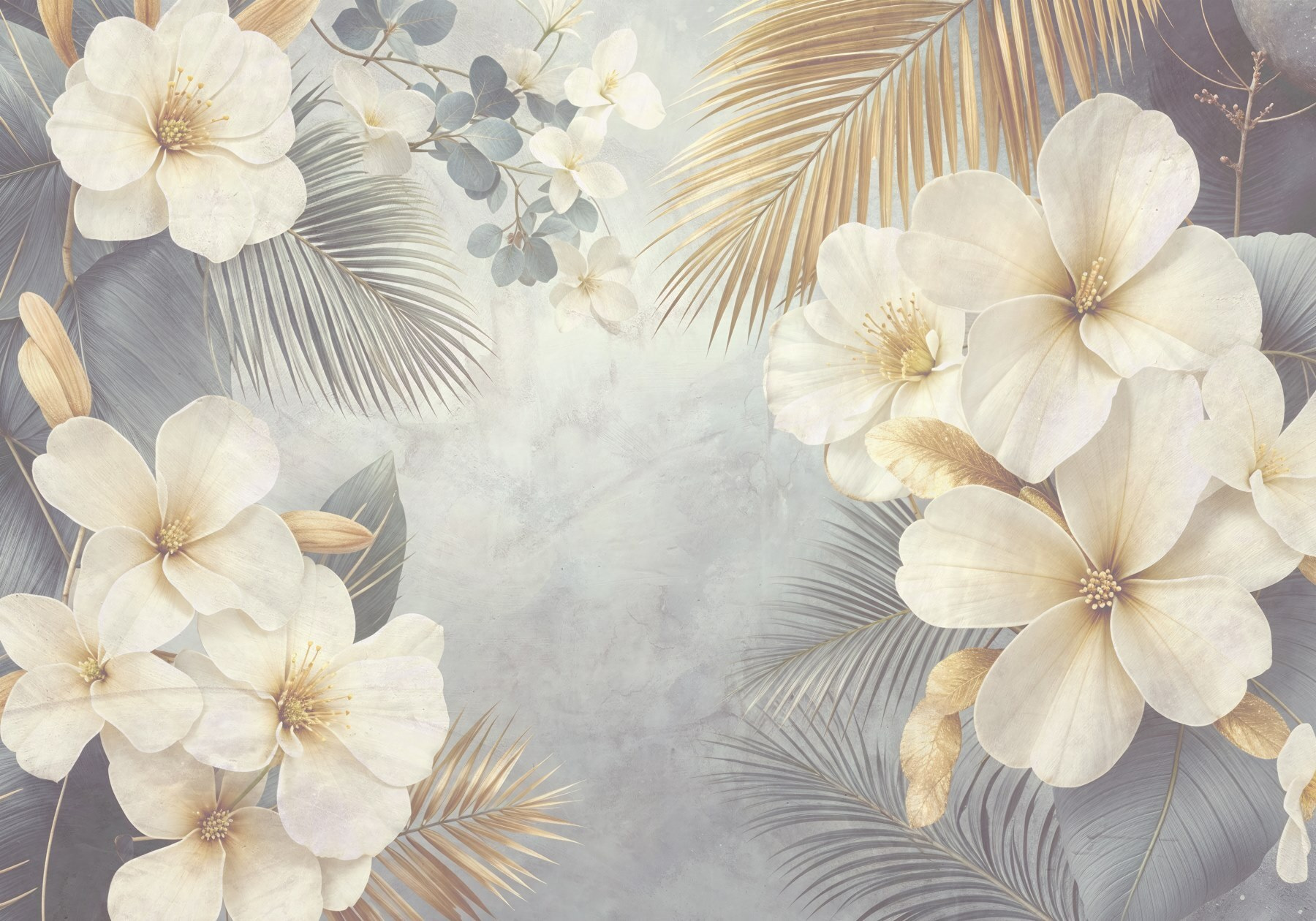 White flowers and leaves